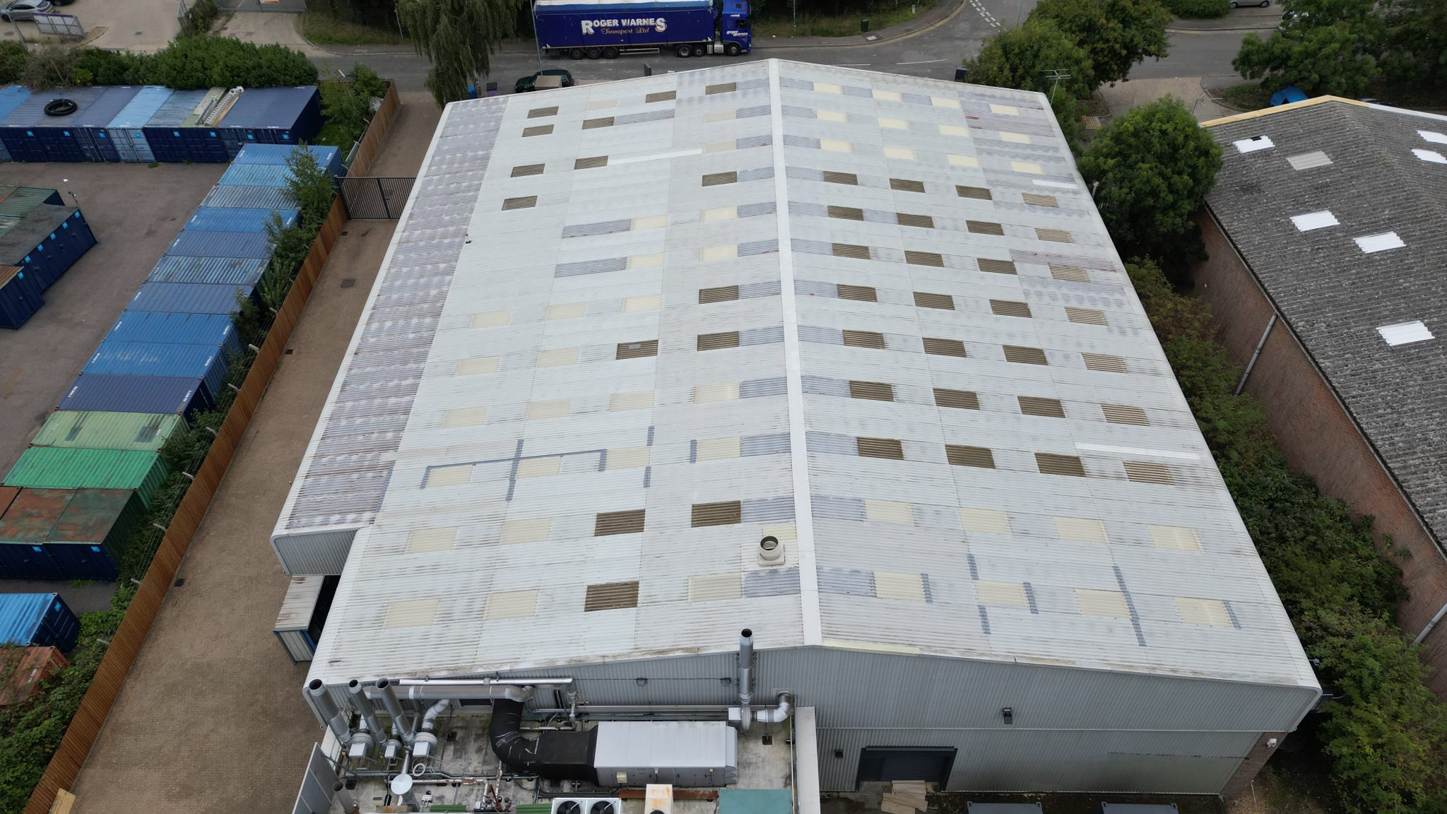 Levidian: aerial view of a large industrial unit roof